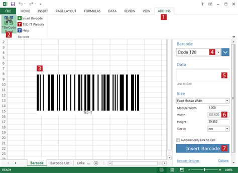barcode labels from excel